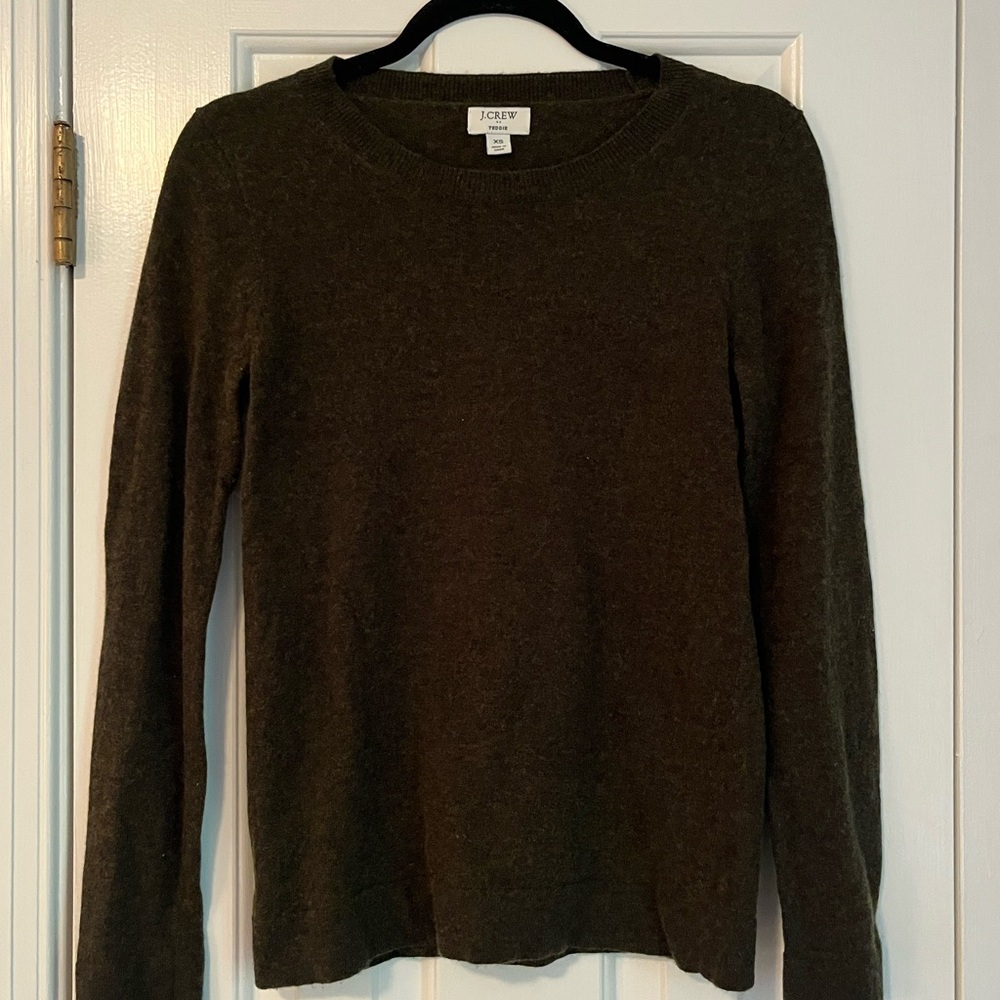 J. Crew Dark Green Crew Neck Sweater